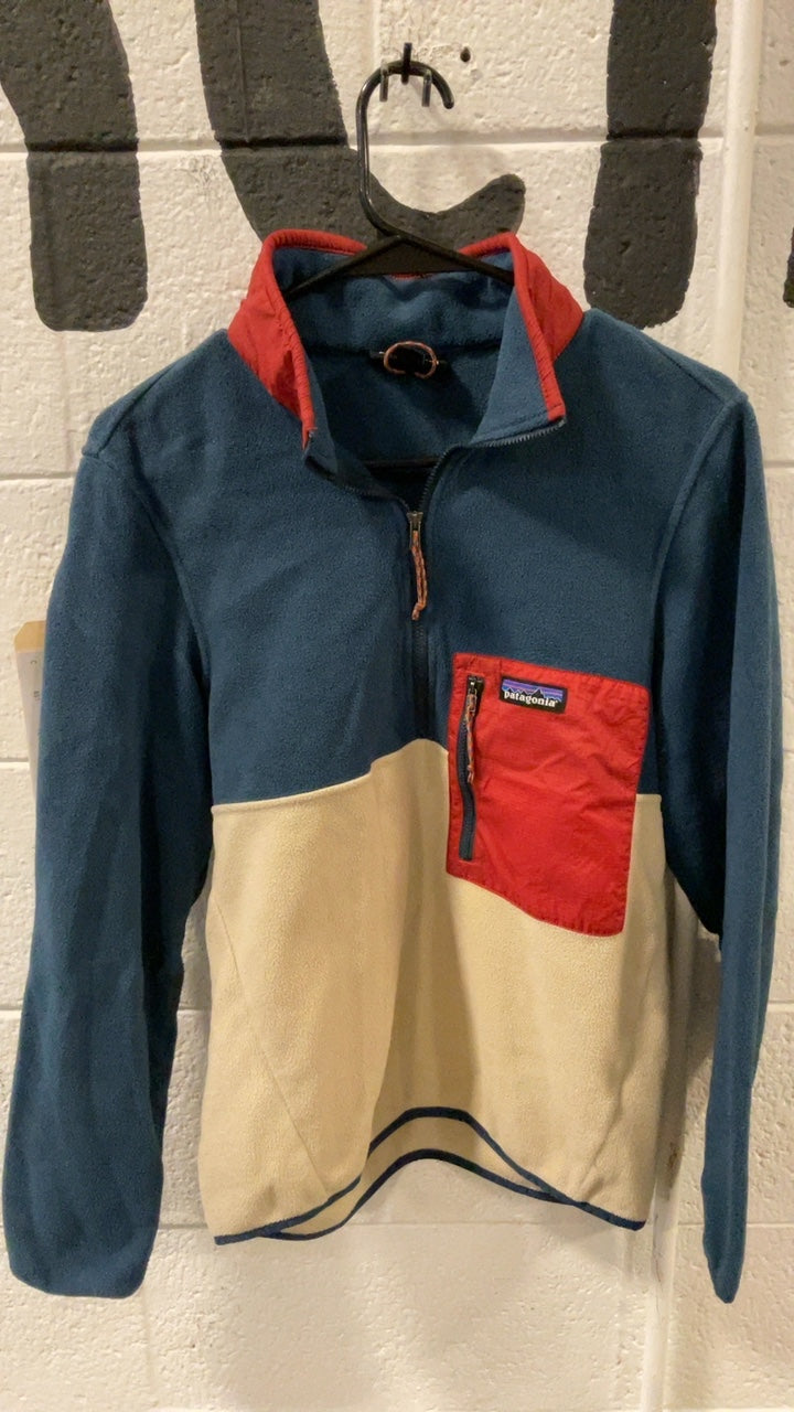 Patagonia Fleece Jacket (Quarter-Zip) (No Hood) XS Blue/White/Red Microdini