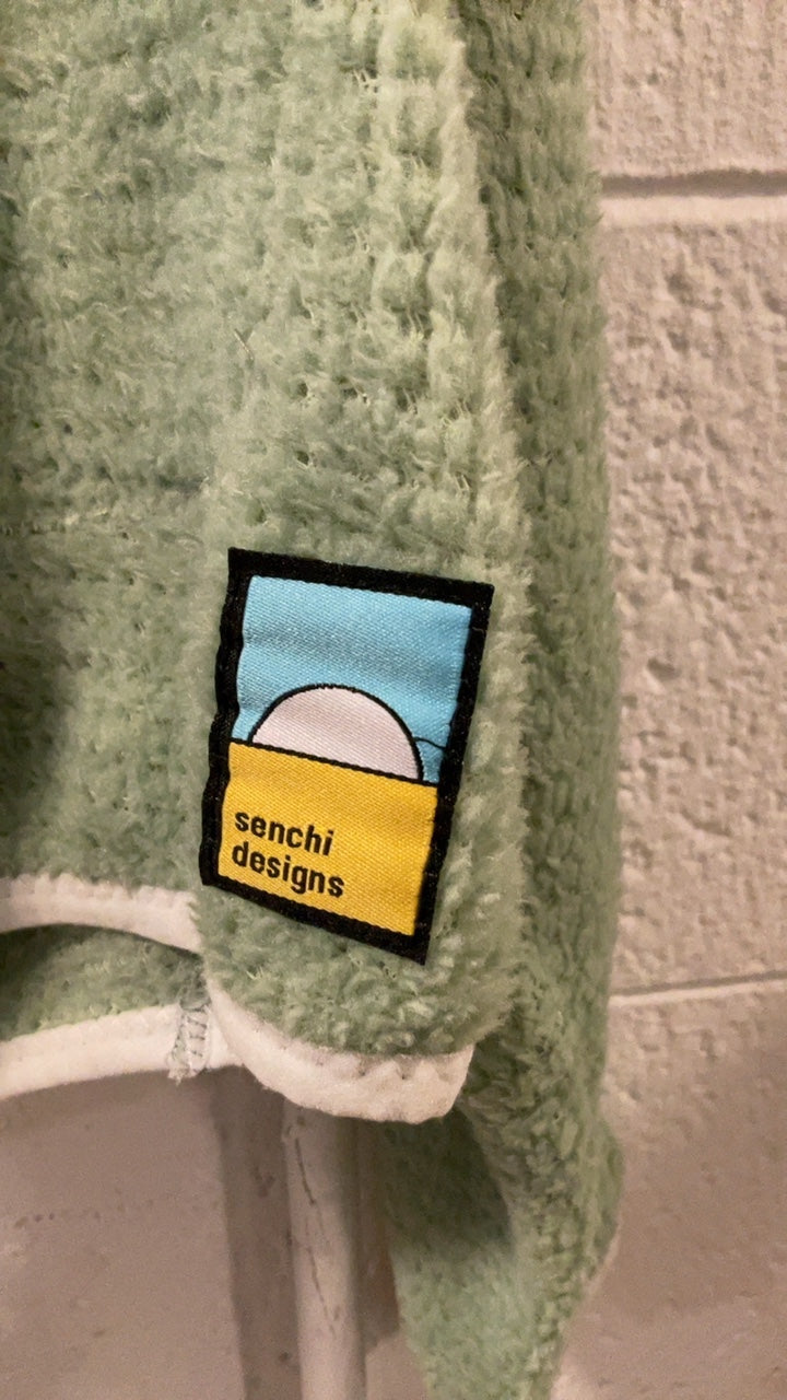 Senchi Designs Fleece Jacket (Half-Zip) (Hood) Men's M Green TurboSheep 120